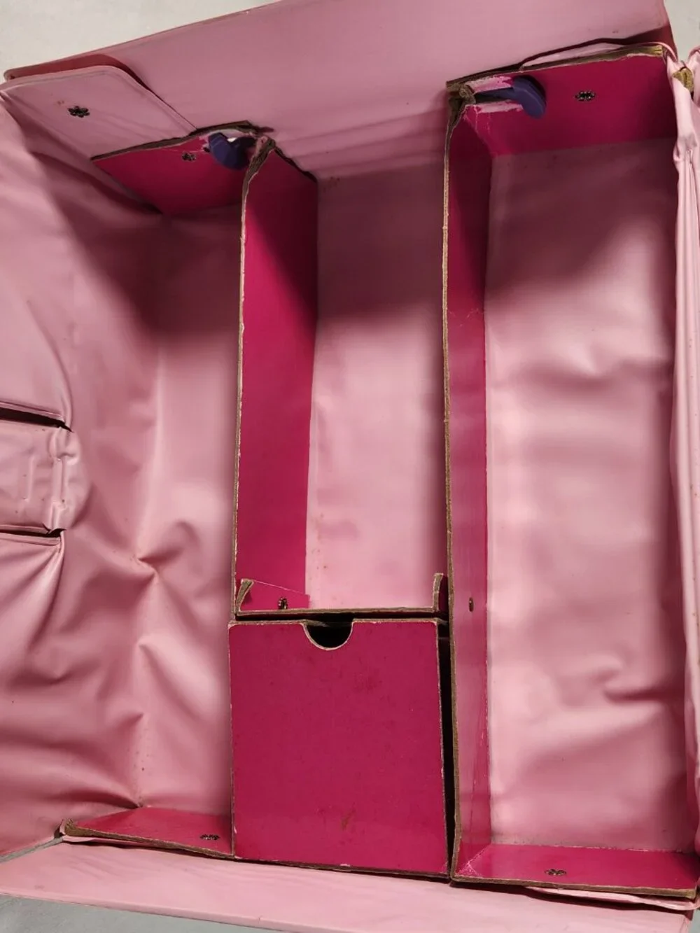 Vtg Mattel Barbie Pink Carrying Case Vinyl 1989 Doll Fashion + Hangers READ Desc